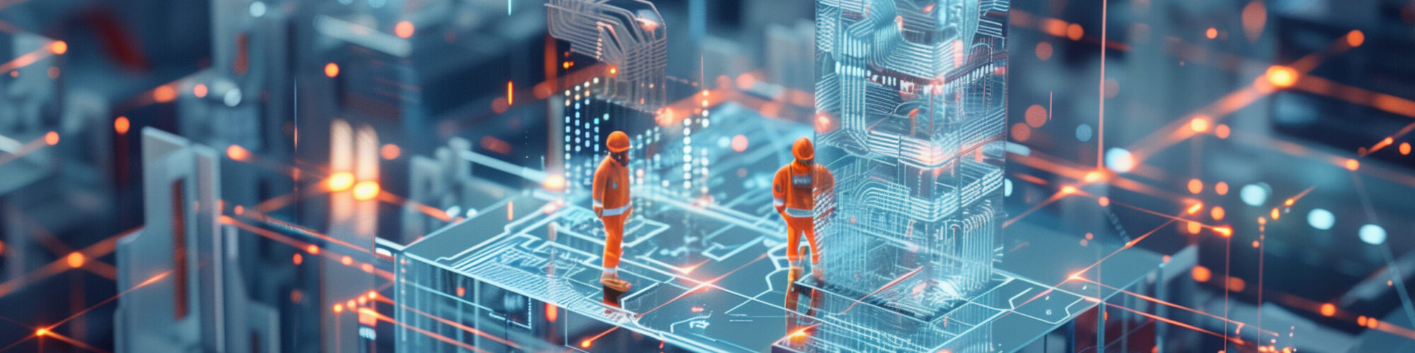 Support Services - Infrastructure Management Engineer working on Visualization of Urban planning architecture cityscape model digital infrastructure featuring detailed skyscrapers and transportation routes with high technology innovation.